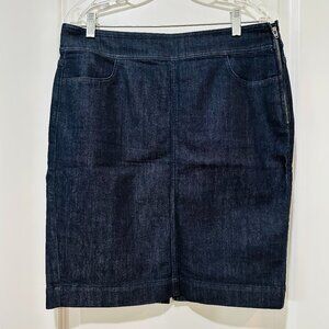 Ann Taylor Loft Ultra Dark Denim Pencil Mini Skirt with Side Zip, Size 10